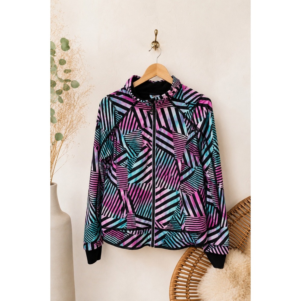 Ivivva by Lululemon Girls 14 Windbreaker‎ Jacket Thumbholes Pastel Geometric